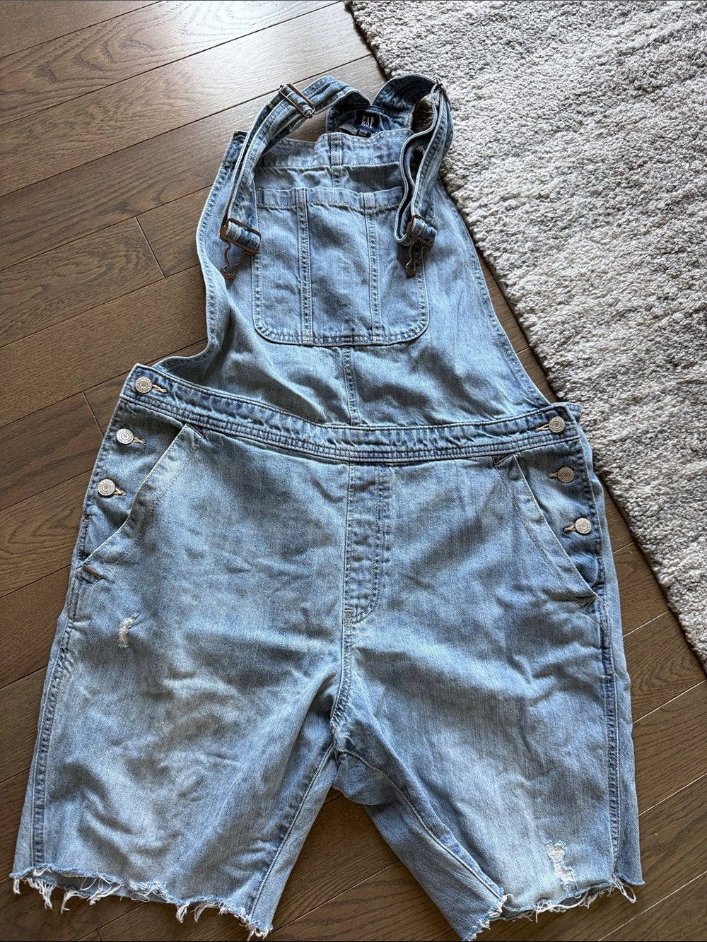 Light Blue Denim Short Overalls - Casual Women's Jumpsuit